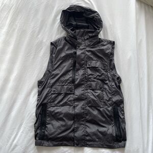 A|X Armani Exchange Hooded Utility Vest Gray Nylon Techwear Mens Size S